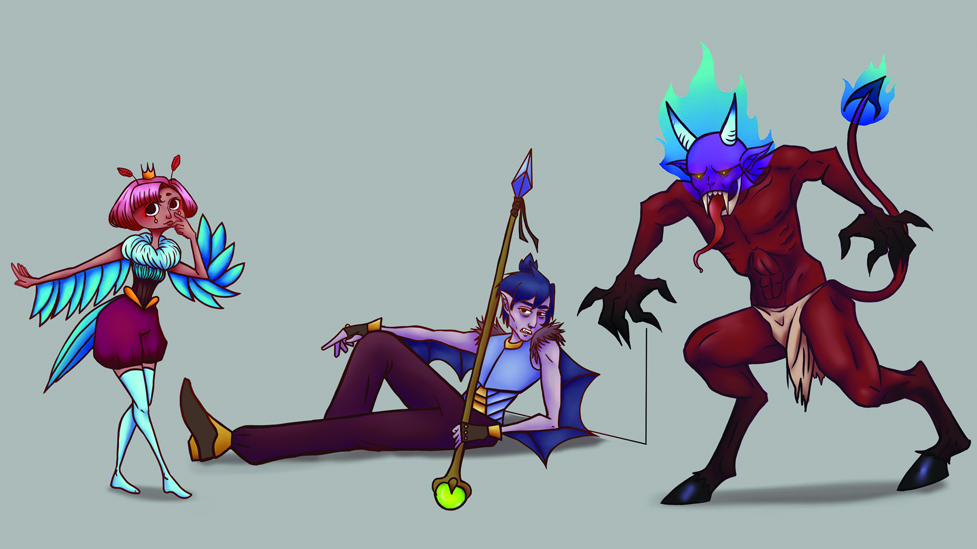 Monster with prince and Princess